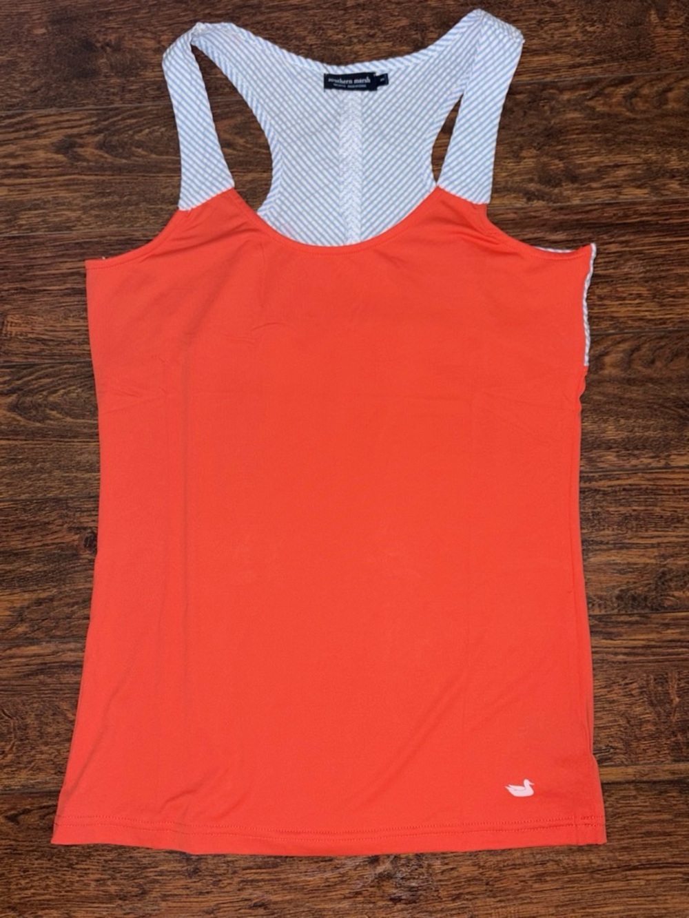 Southern Marsh Coral Racerback Tank with Striped Contrast